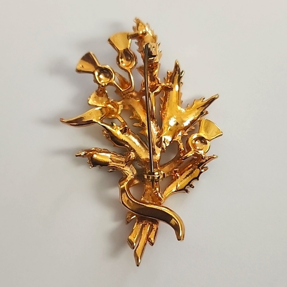 Vintage Unisex Thistle Large Enamel  Brooch Pin - Picture 4 of 9